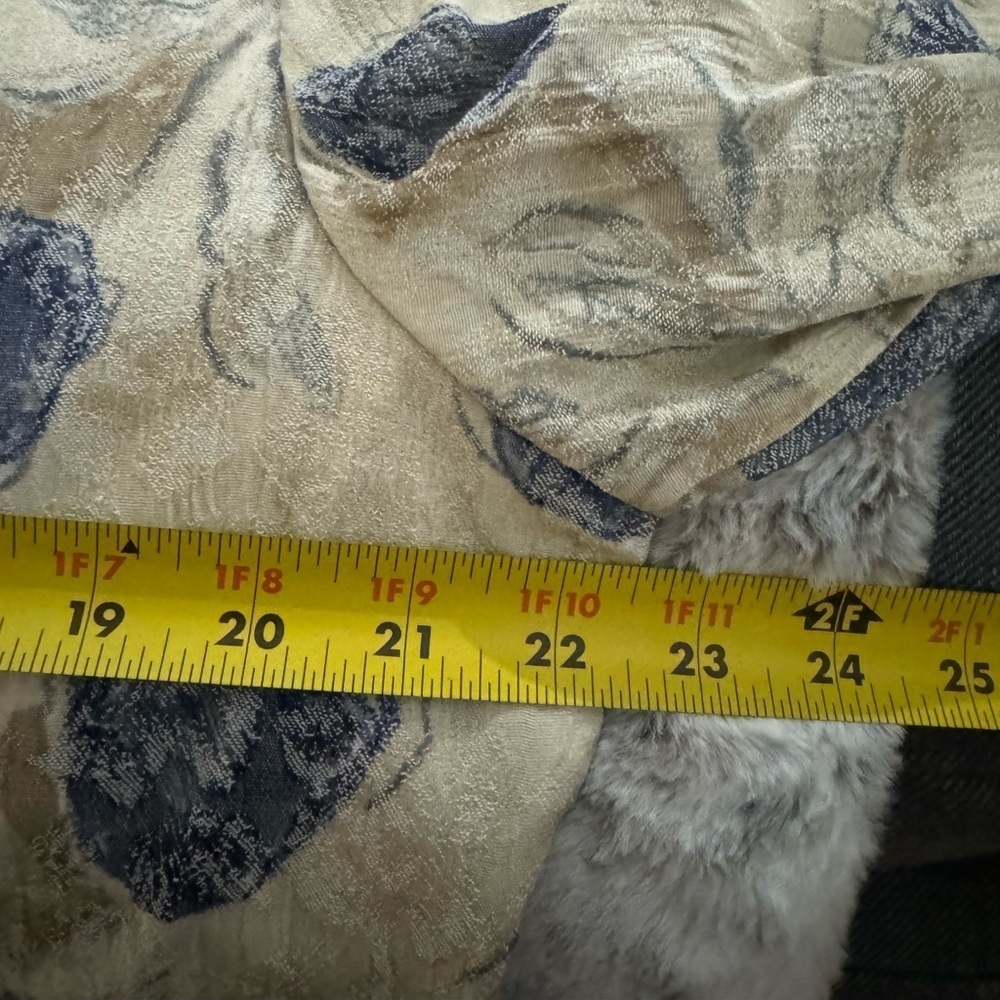 VTG 90’s San Moire Lightweight Blazer Oversized Cream Blue Floral Print Neutral - Picture 15 of 15